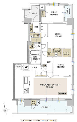 クレアホームズ徳島県庁西 ザ・プレジデンス 間取り J