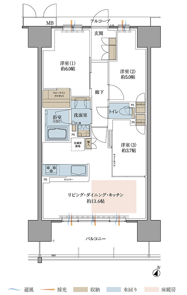 プレティナレジデンス大阪柏原 間取り F【MENU 3】