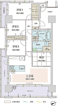 オーヴィジョン香椎浜ザ・シティ 間取り 【C棟】K・K1