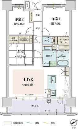 オーヴィジョン香椎浜ザ・シティ 間取り 【C棟】B2・B3