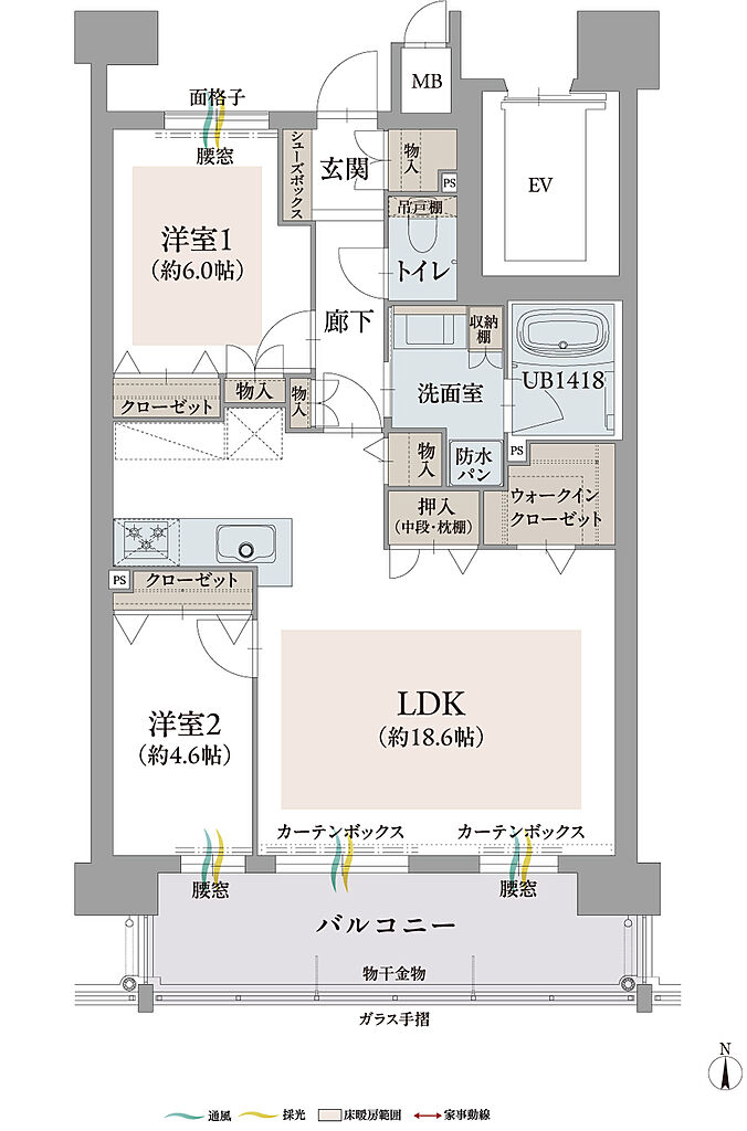 オーヴィジョン新下関プレステージ 間取り 【最終期】E