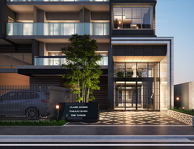 クレアホームズ鷹匠公園ザ・タワー エントランスアプローチ完成予想図
