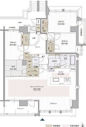 クレアホームズ松山南堀端ザ・プレミアム 間取り 【PREMIUM TYPE】O【MENU PLAN1】