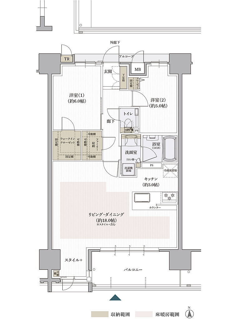 クレアホームズ松山南堀端ザ・プレミアム 間取り F【MENU PLAN1】