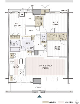 クレアホームズ松山南堀端ザ・プレミアム 間取り 【PREMIUM TYPE】N
