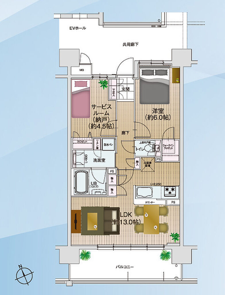 エスリード八尾駅前ザ・レジデンス 間取り B2