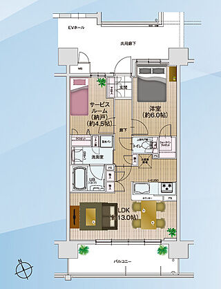 エスリード八尾駅前ザ・レジデンス 間取り B2
