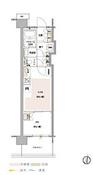 [C1] ■BRとLDKをつなげて約12.0畳の空間としても使える1LDKプラン。
■居室内を効率よく広く使えるように 廊下に2連の物入を設置。
■壁に沿ってキッチンを設置することで、ゆとりある...