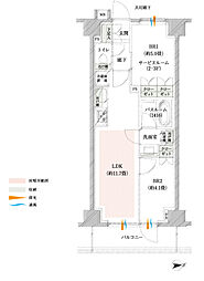 [B] ●それぞれの居室に収納スペースを配置
●1416サイズのゆとりあるバスルーム
LDK＝リビング・ダイニング・キッチン
BR＝ベッドルーム　
PS＝パイプスペース　
HS＝住戸内パイプスペ...