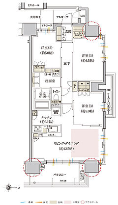 カサーレ上新庄ブライトマークス 間取り E