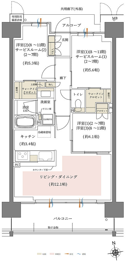 シーンズ関目高殿スクエアガーデン 間取り D3