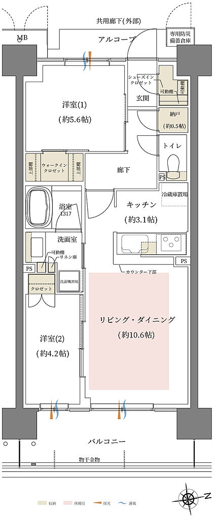 シーンズ関目高殿スクエアガーデン 間取り H