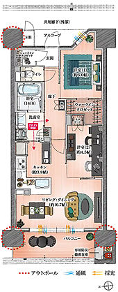 シーンズ御堂筋あびこ 間取り D