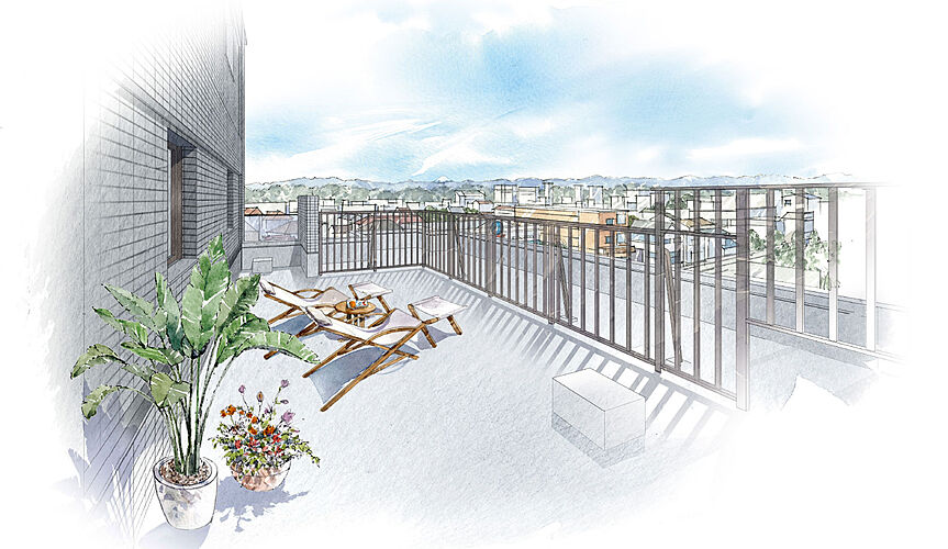 ドーミー ザ・テラス昭島 ルーフバルコニー完成予想イラスト