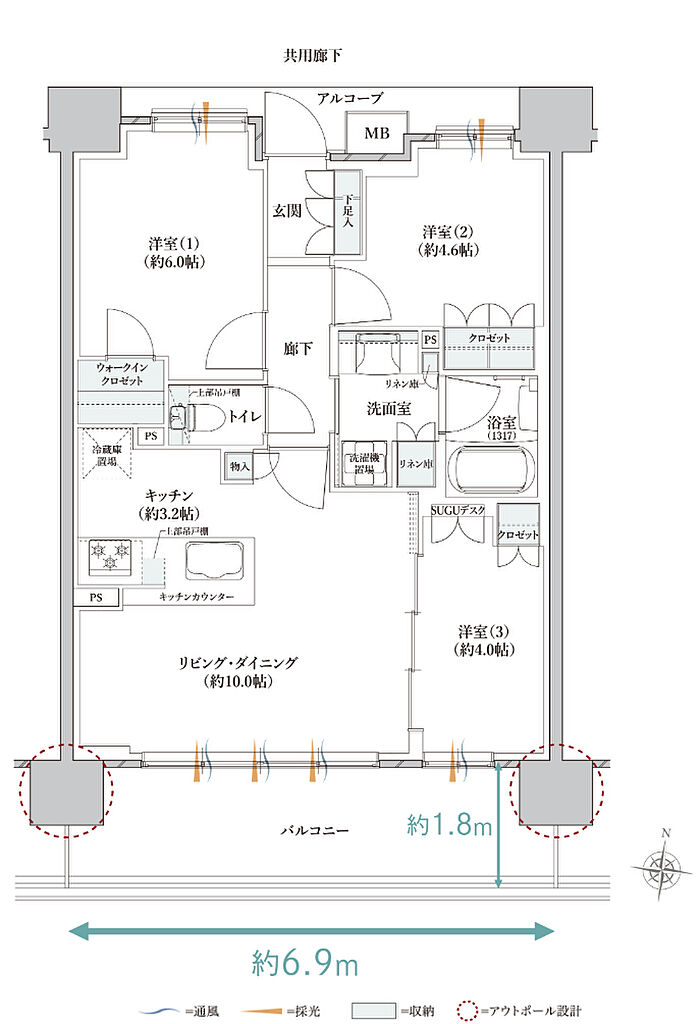 クレヴィアしぎの駅前 間取り D1