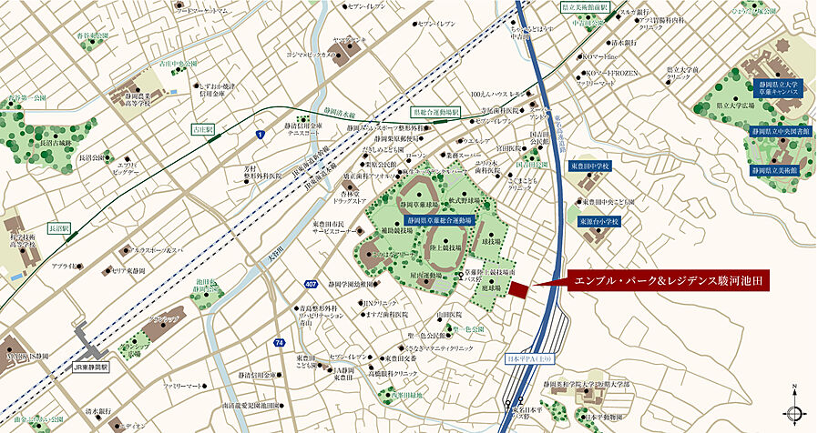 エンブル・パーク＆レジデンス駿河池田：案内図