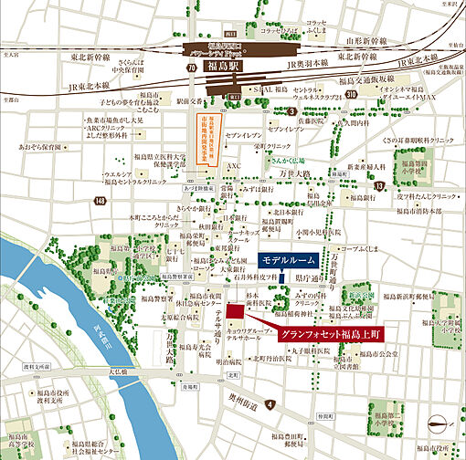 グランフォセット福島上町 現地案内図