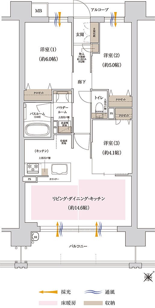 プレサンス ロジェ 博多STATION NORTH 間取り E1