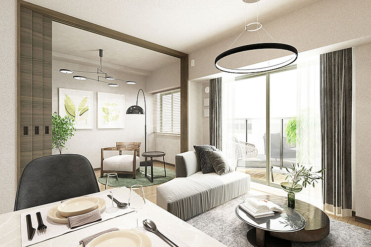 プレサンス レイズ 桜山WEST・プレサンス レイズ 桜山EAST リビング・ダイニング（Aタイプ）完成図<br />
