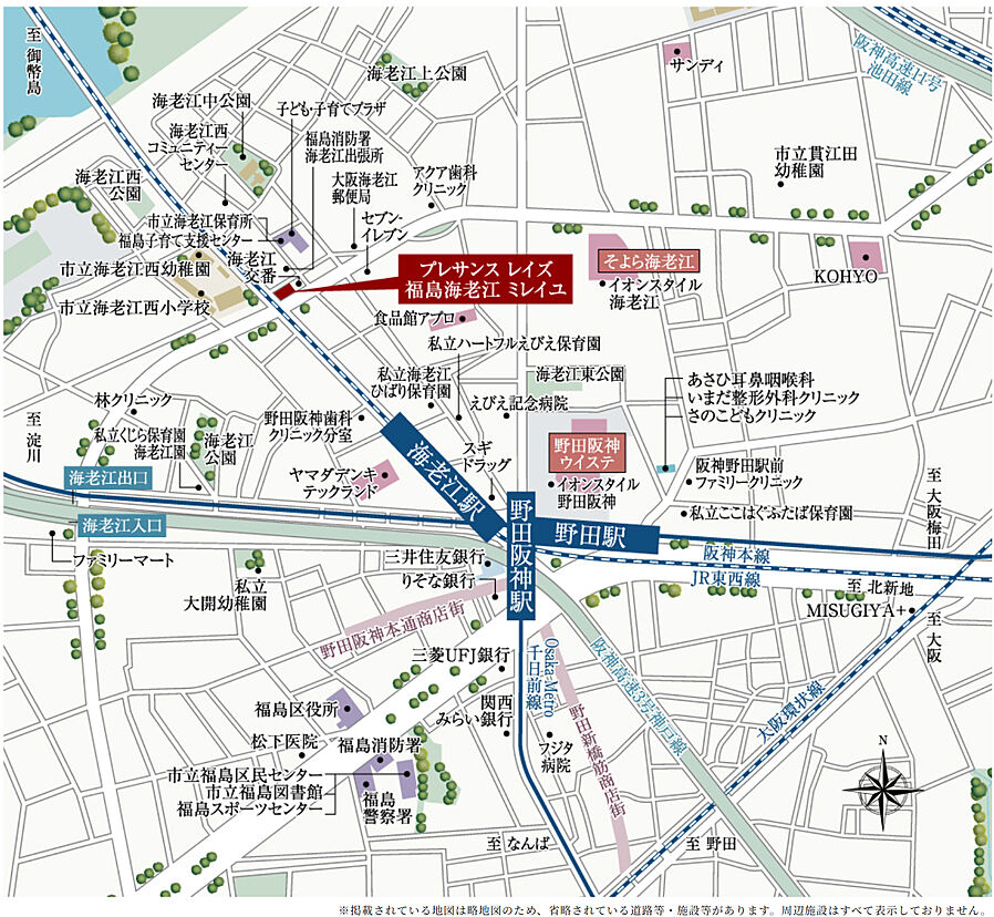 プレサンス レイズ 福島海老江 ミレイユ：案内図