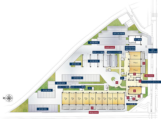 プレサンス ロジェ 塚口ザ・マークス ランドプランイメージイラスト