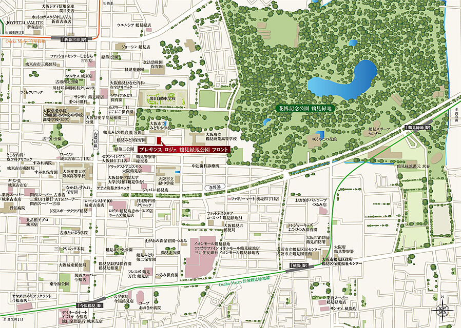 プレサンス ロジェ 鶴見緑地公園 フロント：案内図
