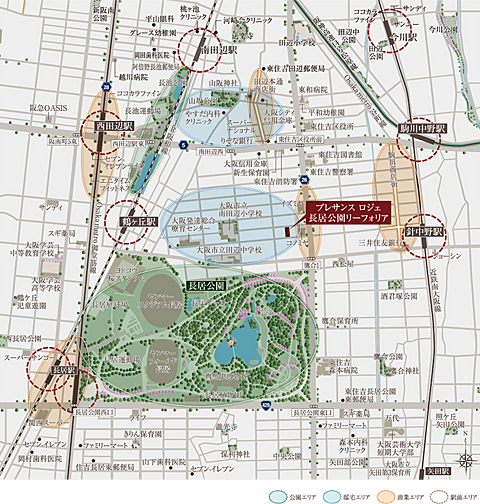 プレサンス ロジェ 長居公園リーフォリア 現地案内図