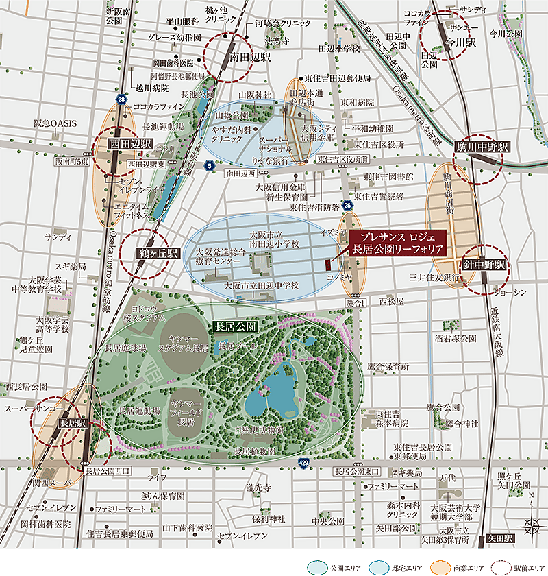 プレサンス ロジェ 長居公園リーフォリア：案内図