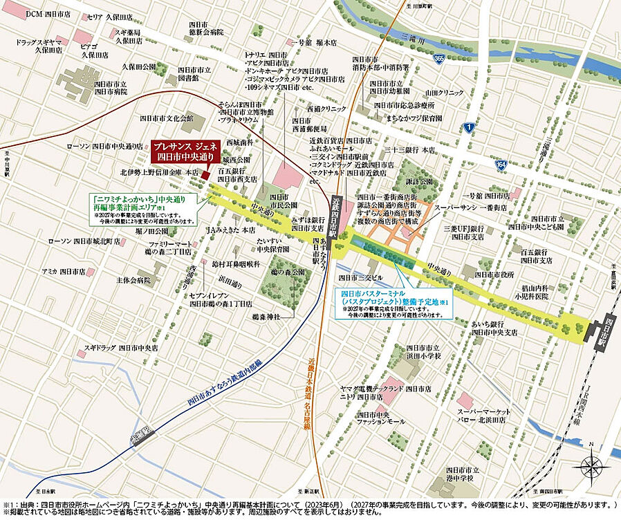 プレサンス ジェネ 四日市中央通り：案内図