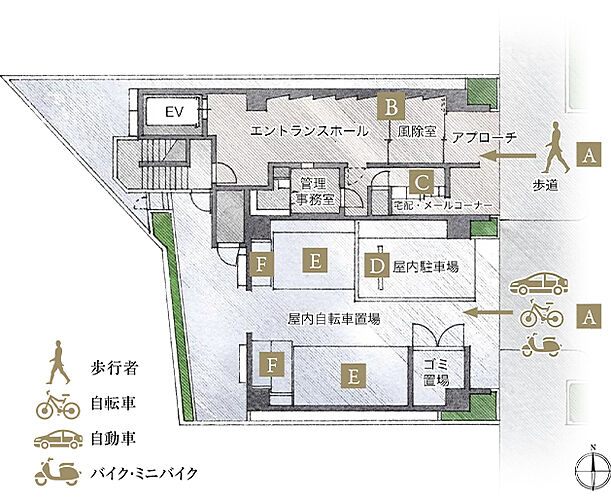 プレサンス レイズ 四天王寺 ターミナルリンク ランドプランイメージイラスト<br />

