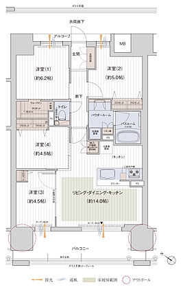 プレサンス ロジェ 京橋 GREEN YARD 間取り 【D棟】C