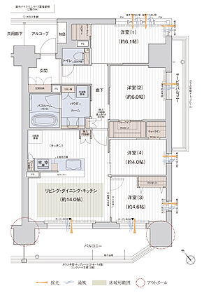 プレサンス ロジェ 京橋 GREEN YARD 間取り 【B棟】C