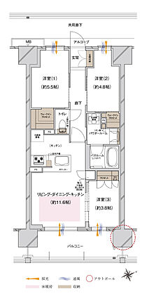 プレサンス ロジェ 城北公園 間取り K2