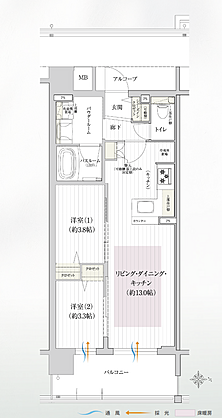 ソルプレサンス 南塚口フォレストフロント 間取り D
