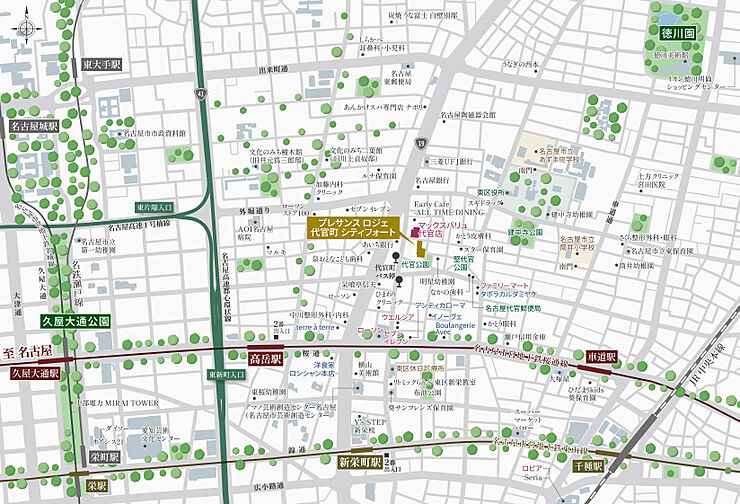 プレサンス ロジェ 代官町シティフォート 現地案内図