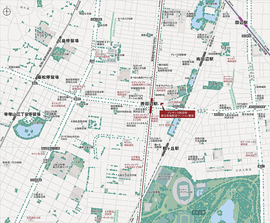 プレサンス阿倍野御堂筋線駅前マンション構想：案内図