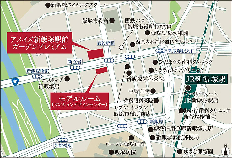 アメイズ新飯塚駅前ガーデンプレミアム モデルルーム案内図