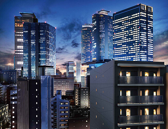 イノバス名駅 外観CGパース+眺望合成図