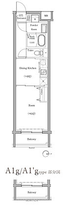 スカイコートソレア新丸子 間取り A1/A1'/A1g/A1'g