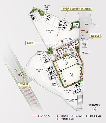 イノバス香椎駅前 1階敷地配置図