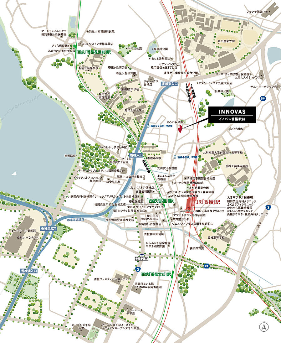 イノバス香椎駅前：案内図