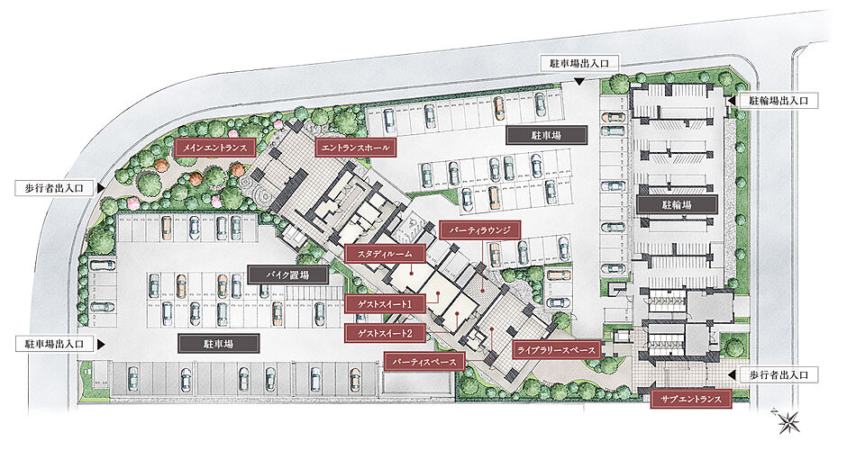 ソライエ若葉レジデンスプレミア 敷地配置完成予想イラスト