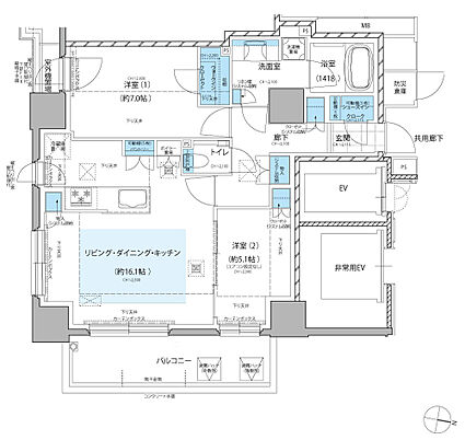 レ・ジェイド札幌大通ザ・タワー 間取り E