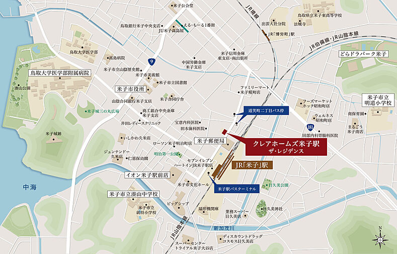 クレアホームズ米子駅 ザ・レジデンス 現地案内図