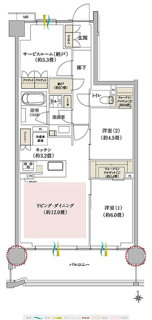 ブランシエラ武蔵中原 間取り I（2～5階）