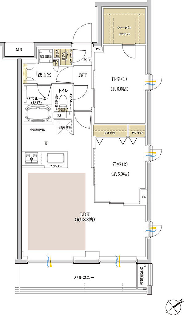 シンビエンス世田谷尾山台 間取り J【セレクトプラン1】