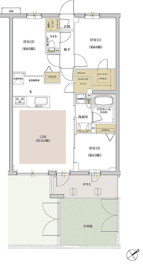シンビエンス世田谷尾山台 間取り B1g【セレクトプラン1】