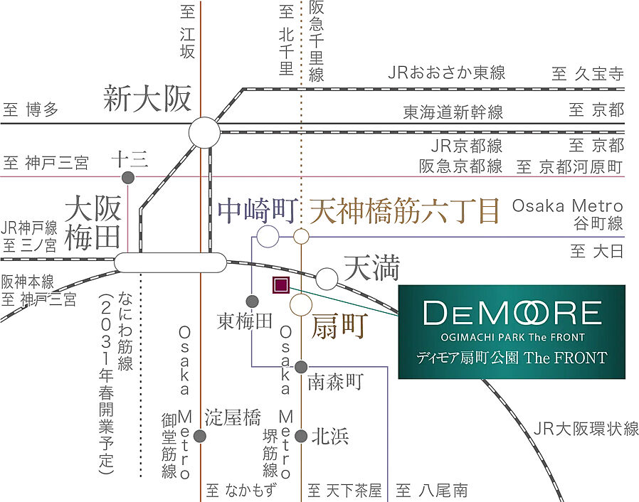 ディモア扇町公園 The FRONT：交通図