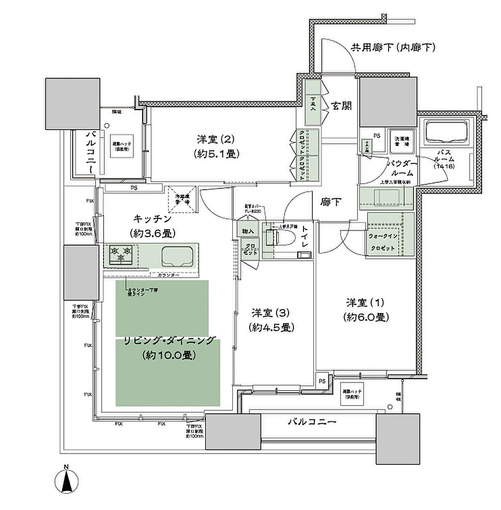 シティタワー大阪本町 間取り SW-65B1