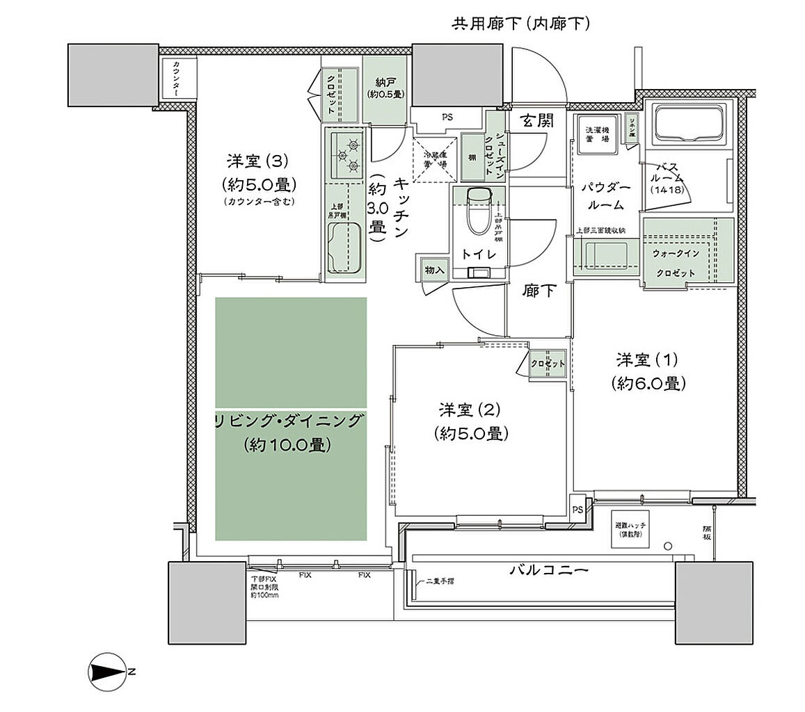 シティタワー大阪本町 間取り E-65E